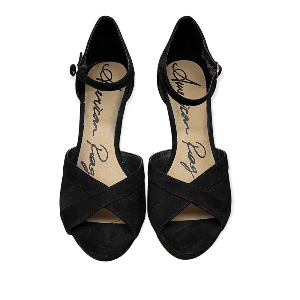 American Rag NWT! Audrey Black Wedges Peep-Toe Two-Piece Sandal 8.5 Womens